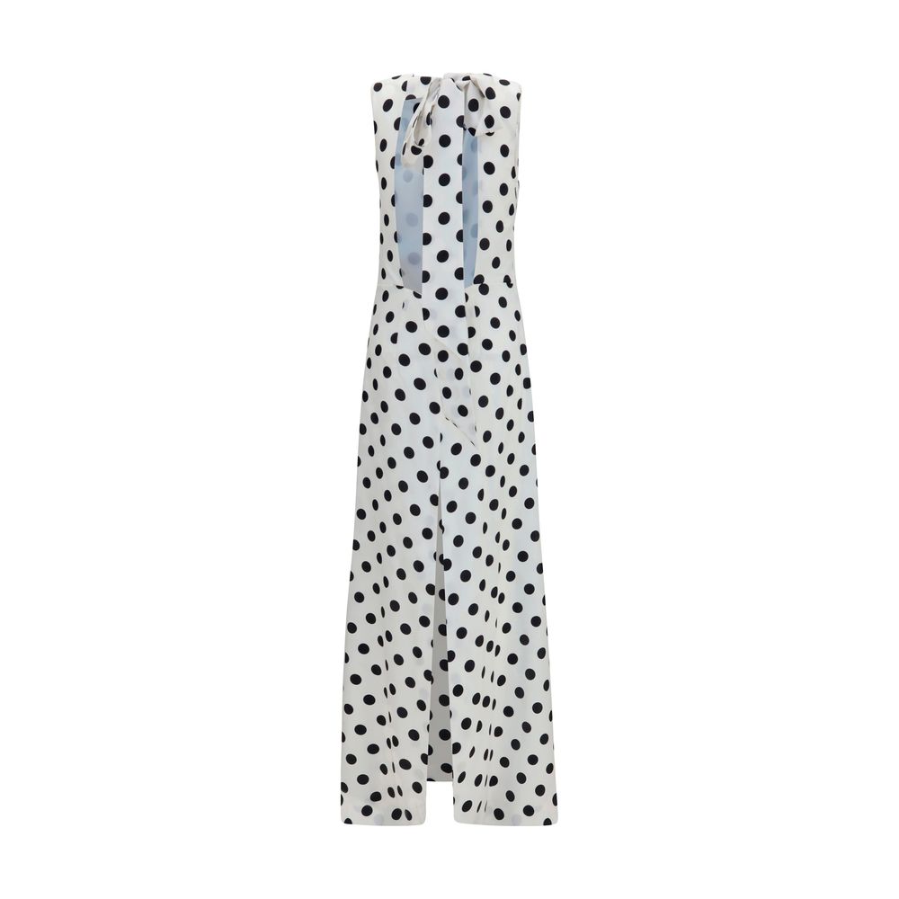 SA SU PHI White Silk Long Dress with Back Bow
