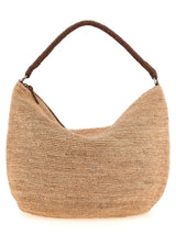 Sac à bandoulière en raphia beige Ibeliv