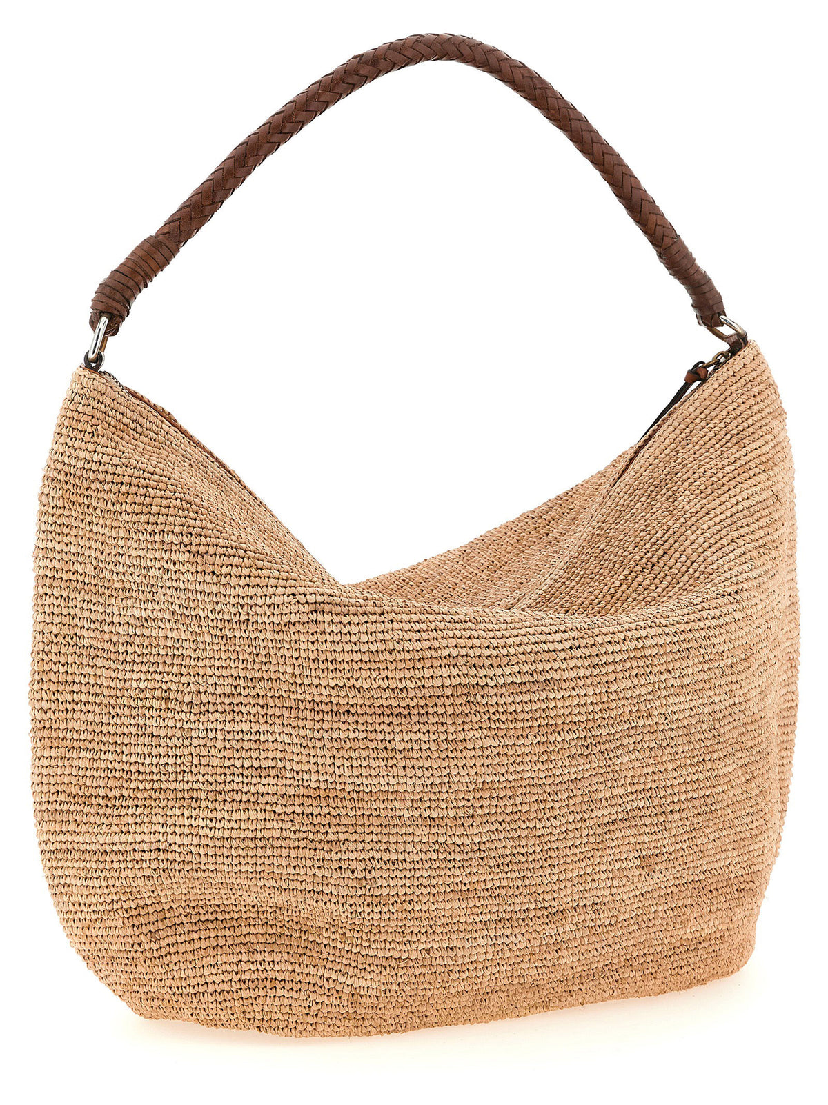 Sac à bandoulière en raphia beige Ibeliv