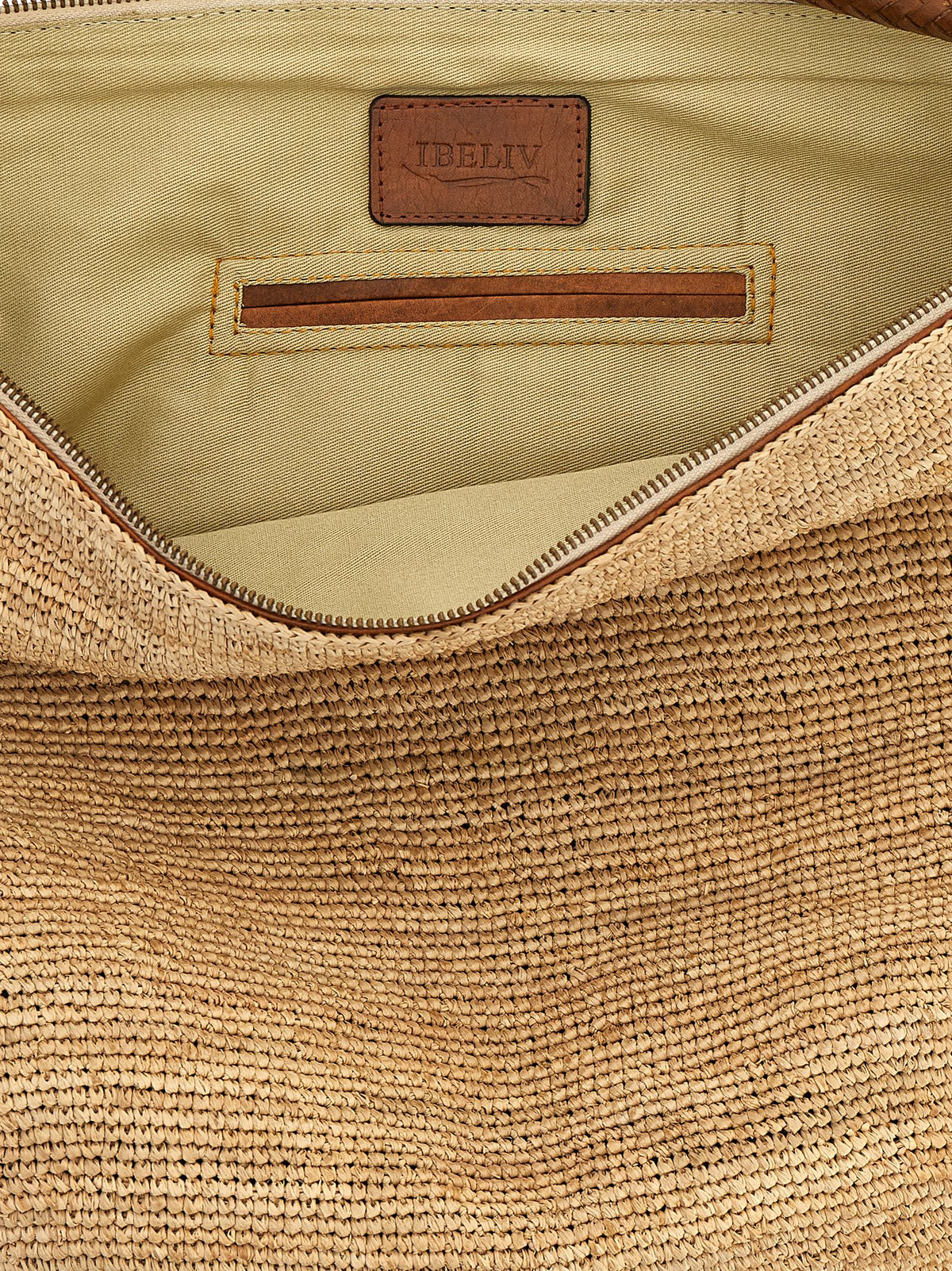 Sac à bandoulière en raphia beige Ibeliv