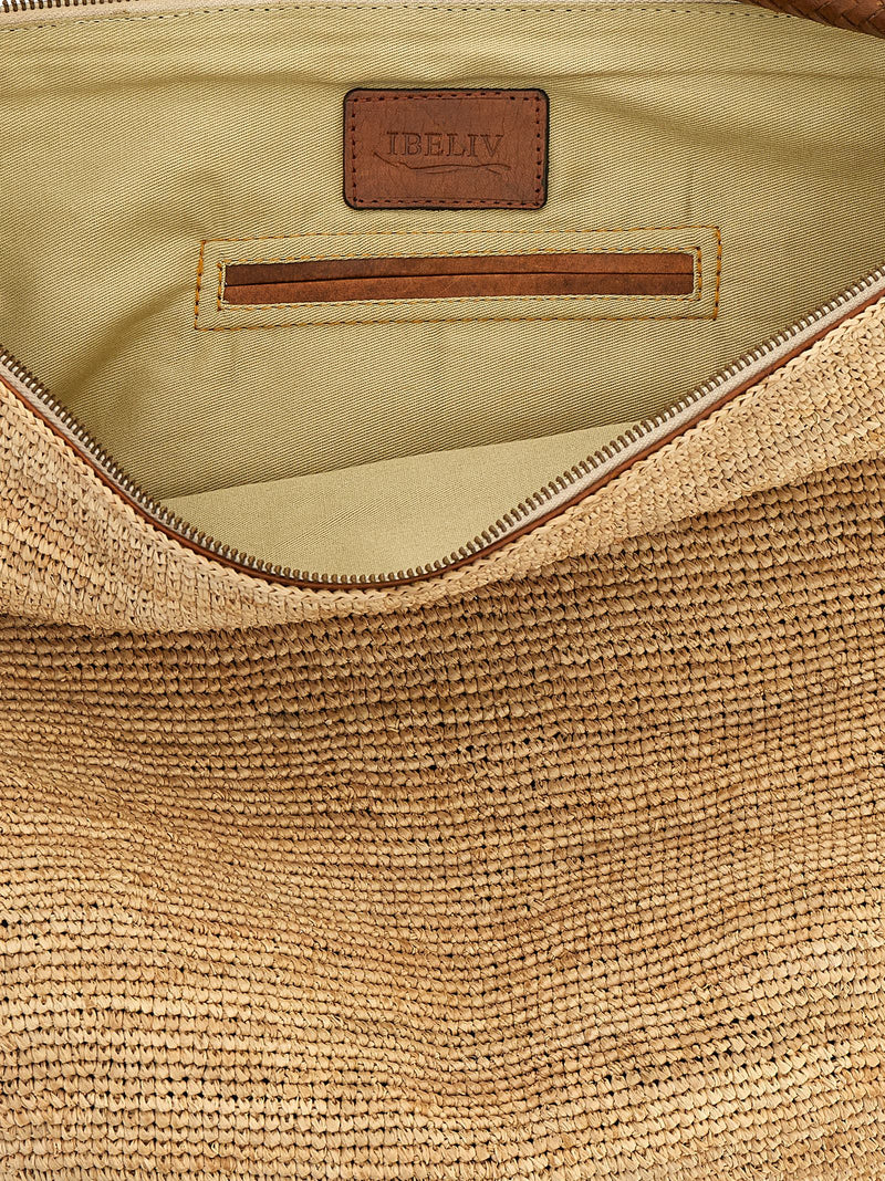Ibeliv Beige Raffia Shoulder Bag