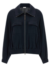 Brunello Cucinelli Bomber en coton bleu