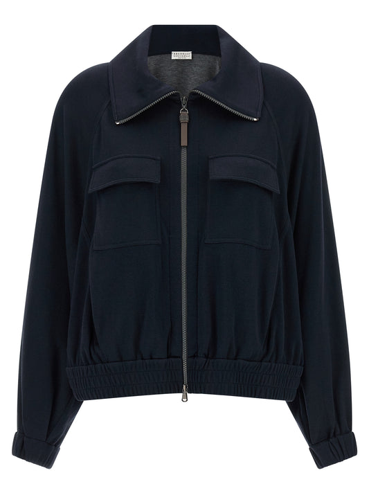 Brunello Cucinelli Bomber en coton bleu