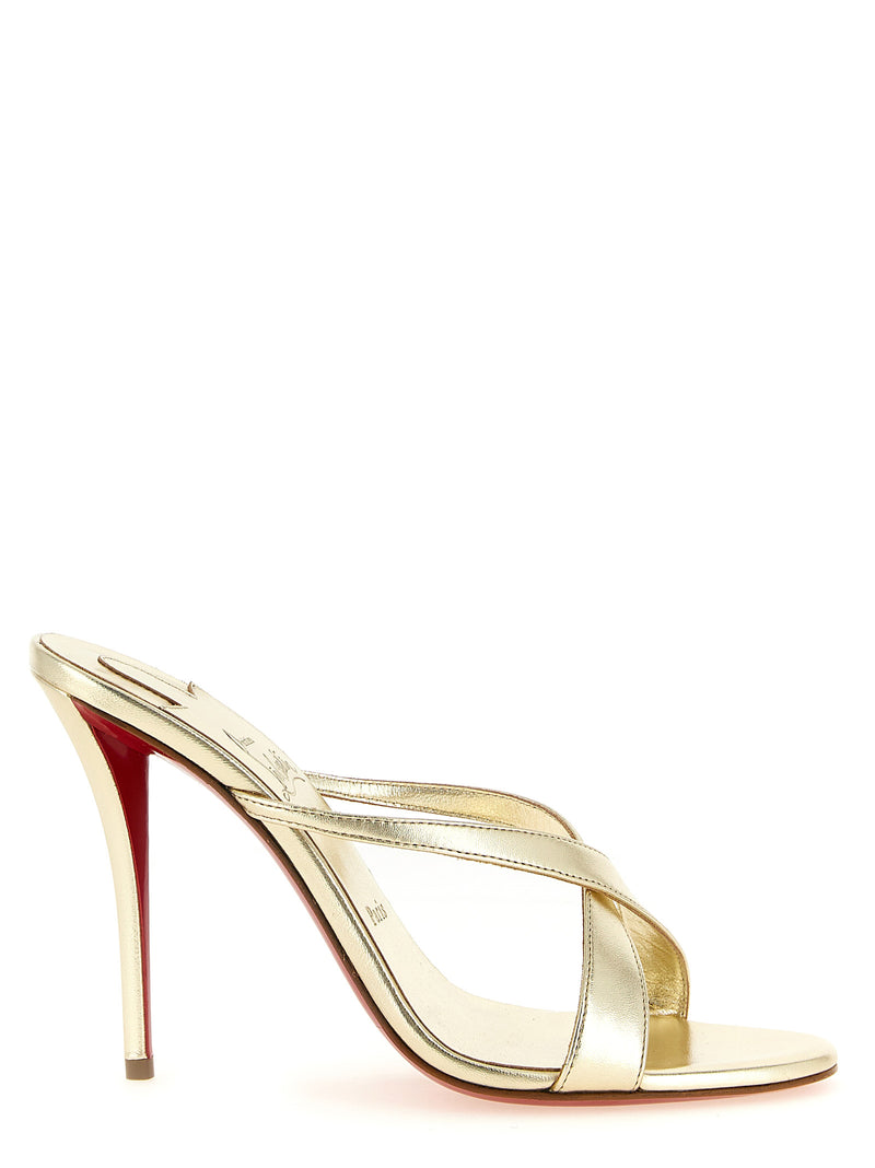 Christian Louboutin Mulazee Cross Gold Lambskin Stiletto Sandals