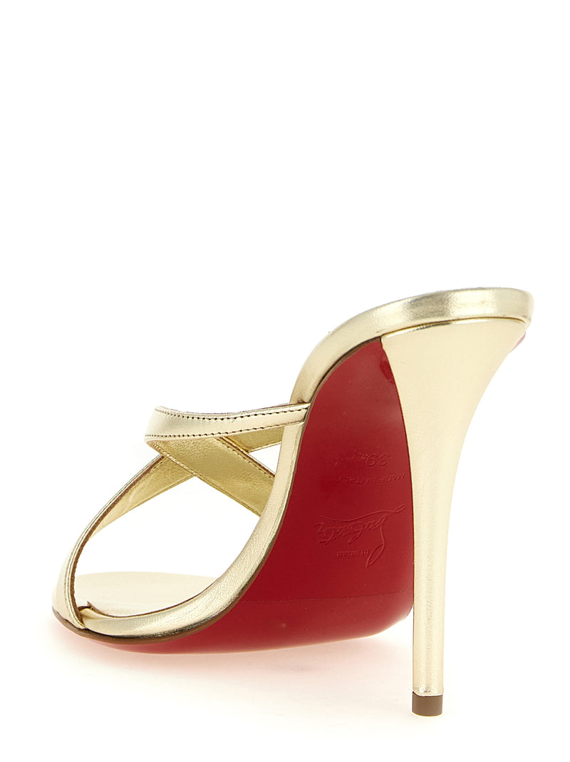 Christian Louboutin Mulazee Cross Gold Lambskin Stiletto Sandals