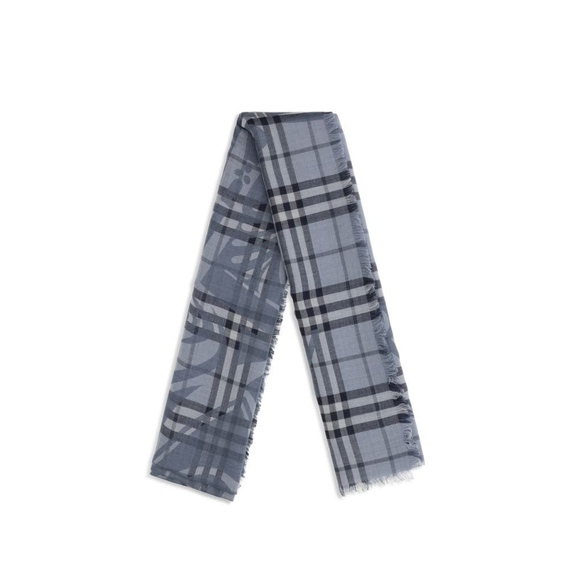 Burberry Blue Wool Oves Aries Foulard - Elegant Year-Round Accessory