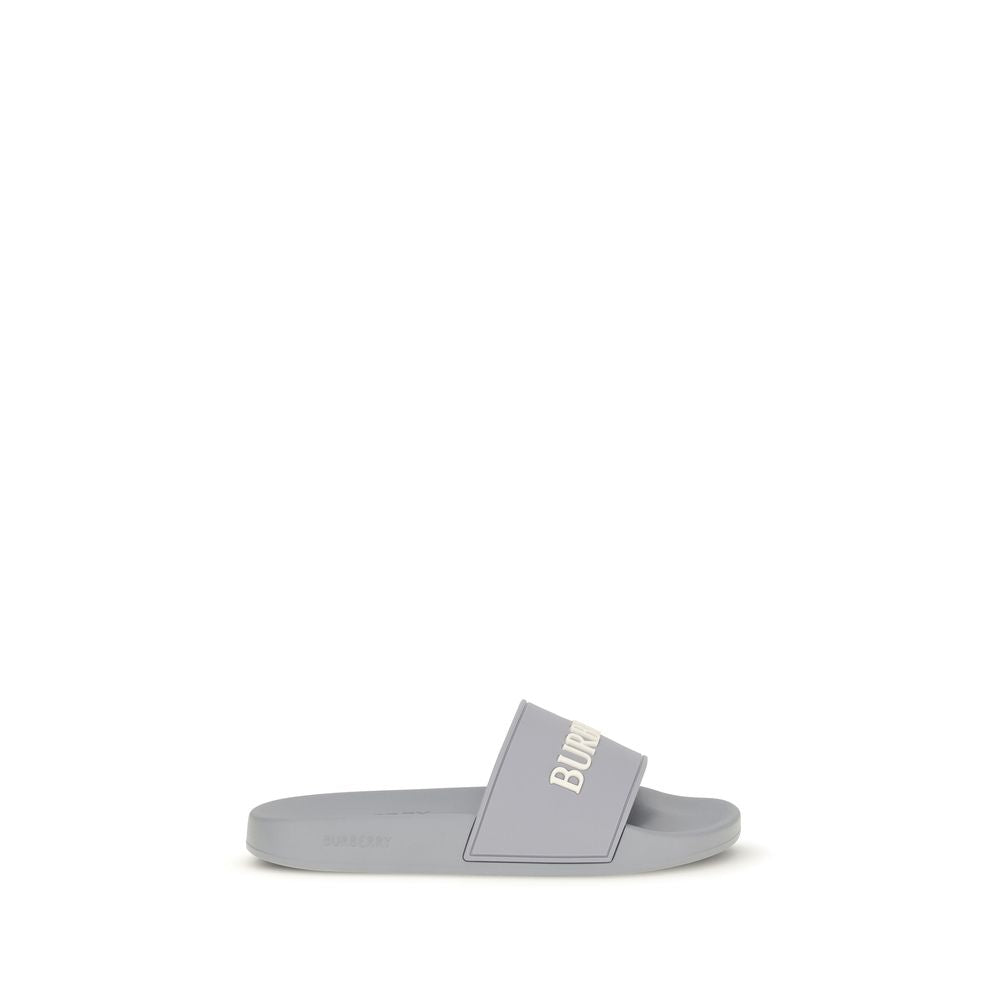 Tongs en caoutchouc gris Burberry