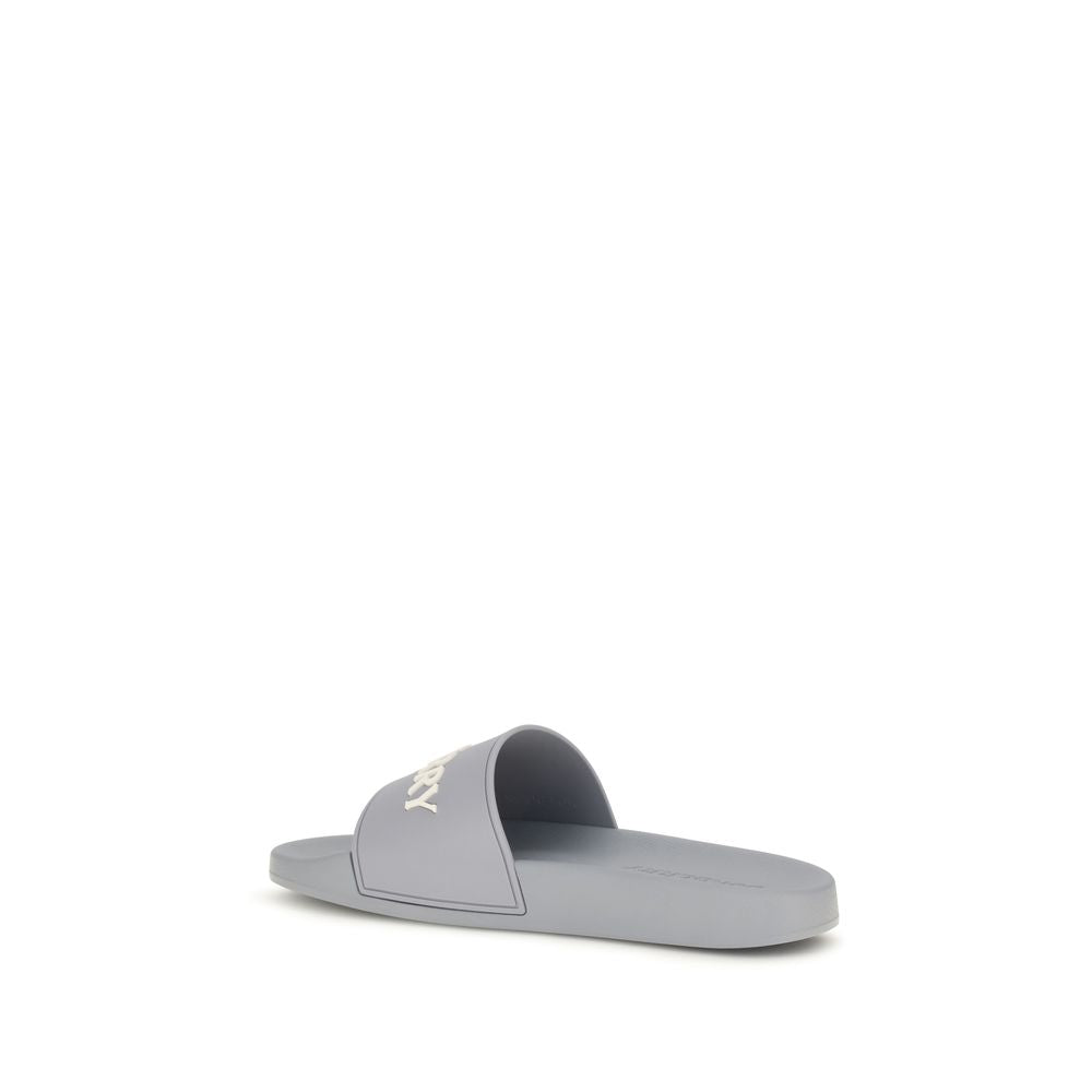 Tongs en caoutchouc gris Burberry