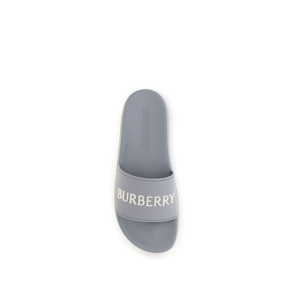 Tongs en caoutchouc gris Burberry