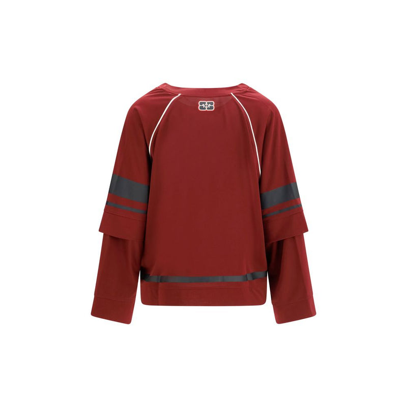 Ganni Cocora Bordeaux Polyester Sportswear T-Shirt