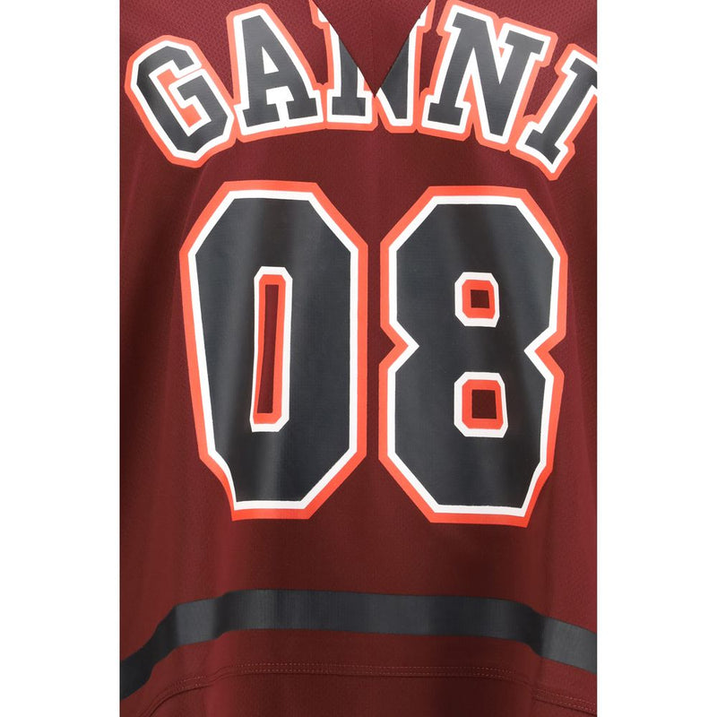 Ganni Cocora Bordeaux Polyester Sportswear T-Shirt