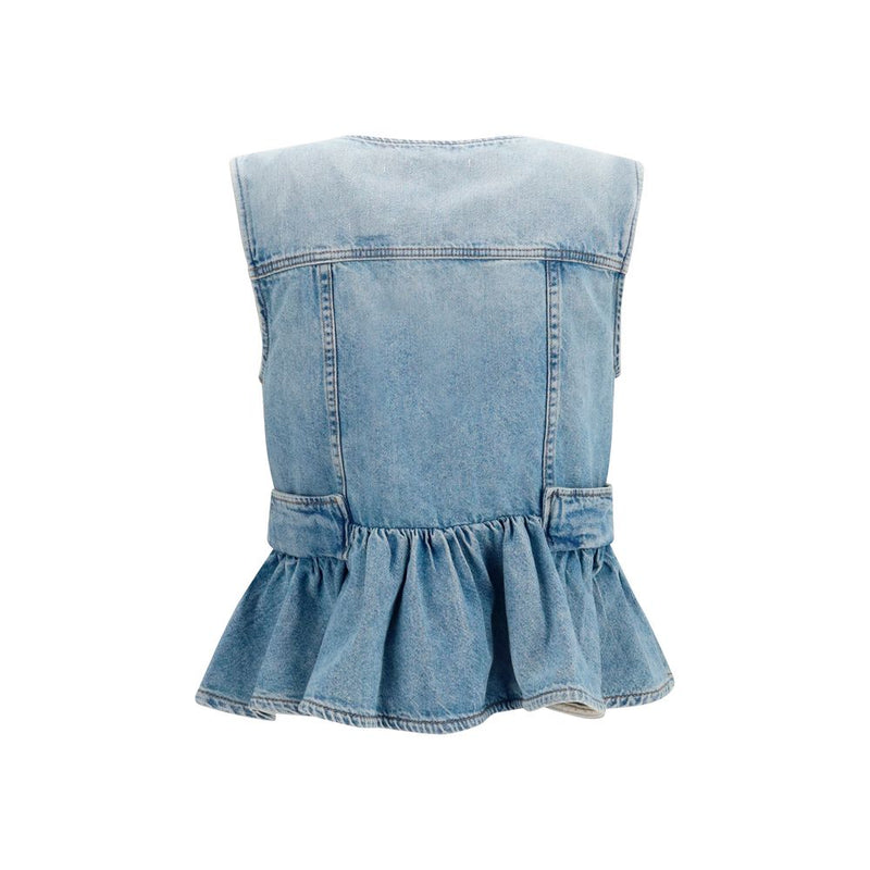 Ganni Blue Cotton Denim Jacket - Contemporary Women's Style