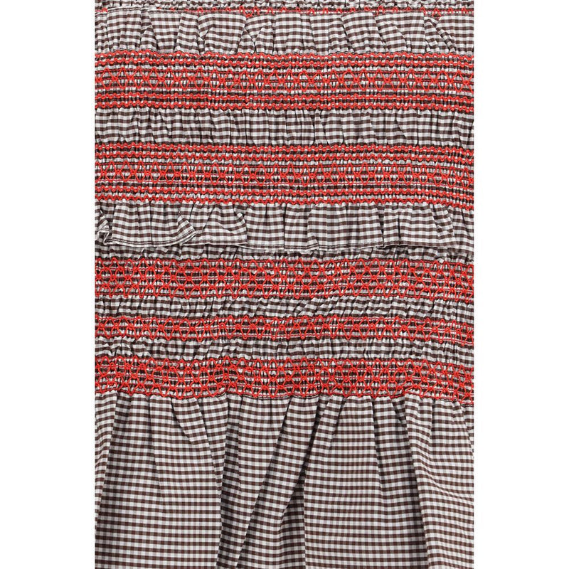 Ganni Brown Cotton Sleeveles T-Shirt