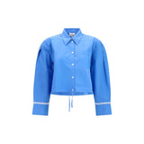 Chemise Ganni en coton bleu à motifs