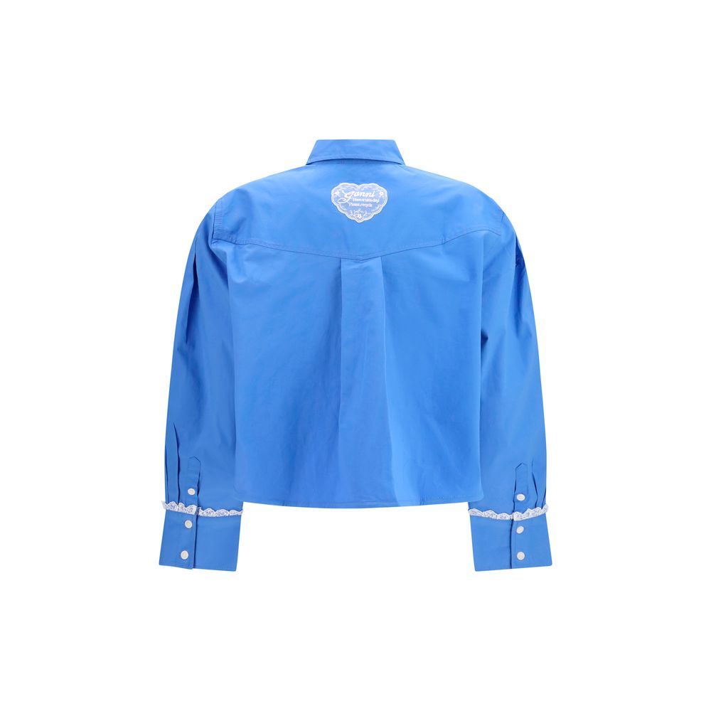 Chemise Ganni en coton bleu à motifs