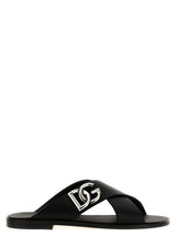 Dolce & Gabbana Black Calfskin Slides