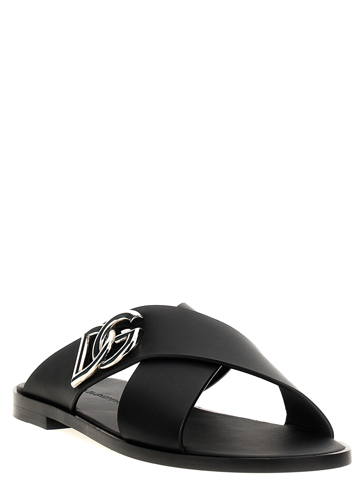 Dolce & Gabbana Black Calfskin Slides