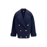 Balmain Blue Wool Oves Aries Coat