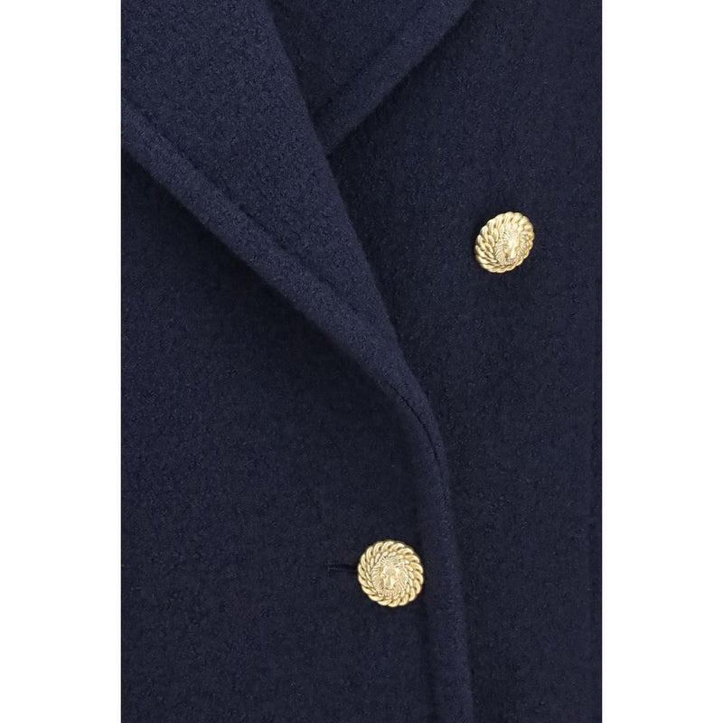 Balmain Blue Wool Oves Aries Coat