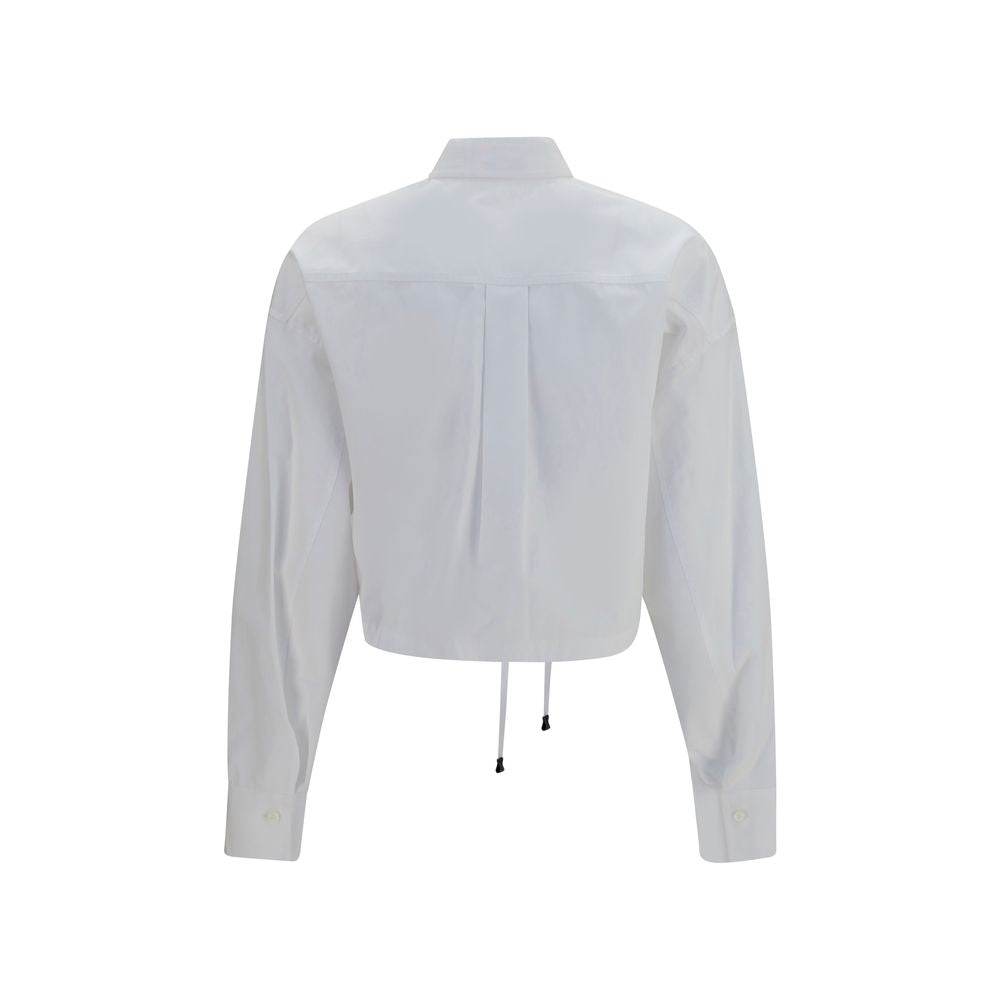 Brunello Cucinelli White Cotton Dress Shirt with Drawstring Waist