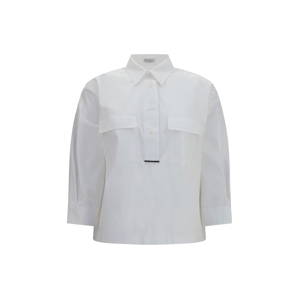 Brunello Cucinelli White Cotton Dress Shirt for Women