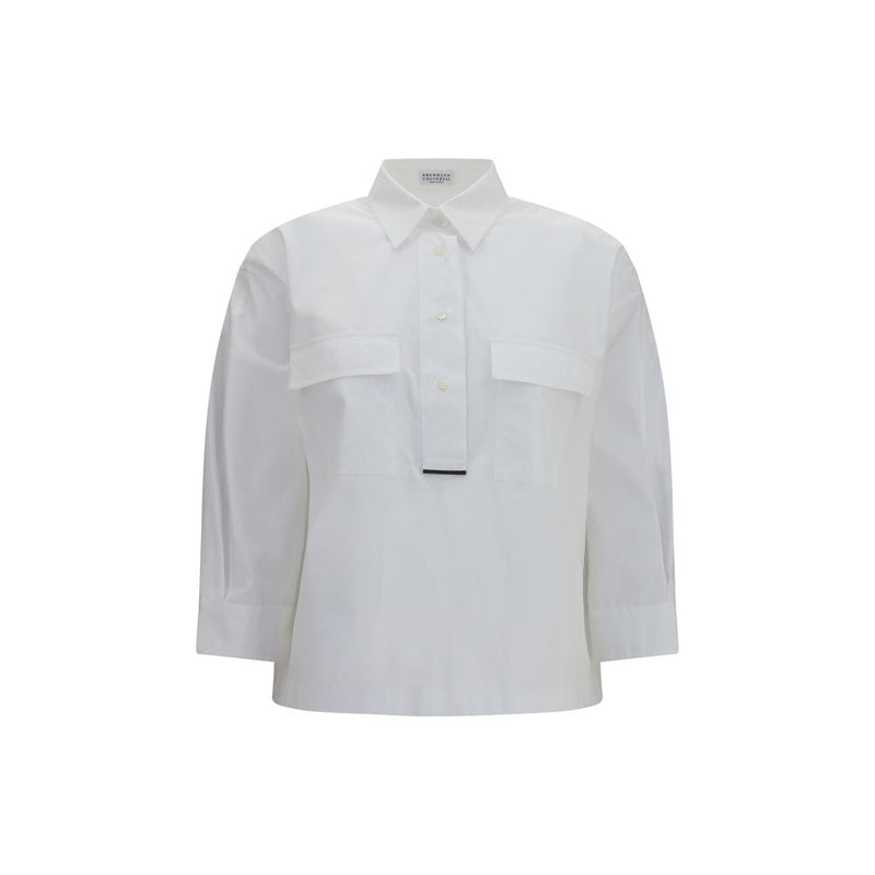 Brunello Cucinelli White Cotton Dress Shirt for Women