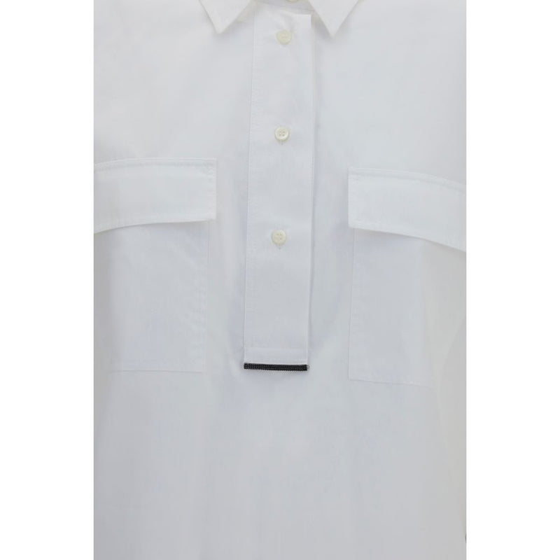 Brunello Cucinelli White Cotton Dress Shirt for Women