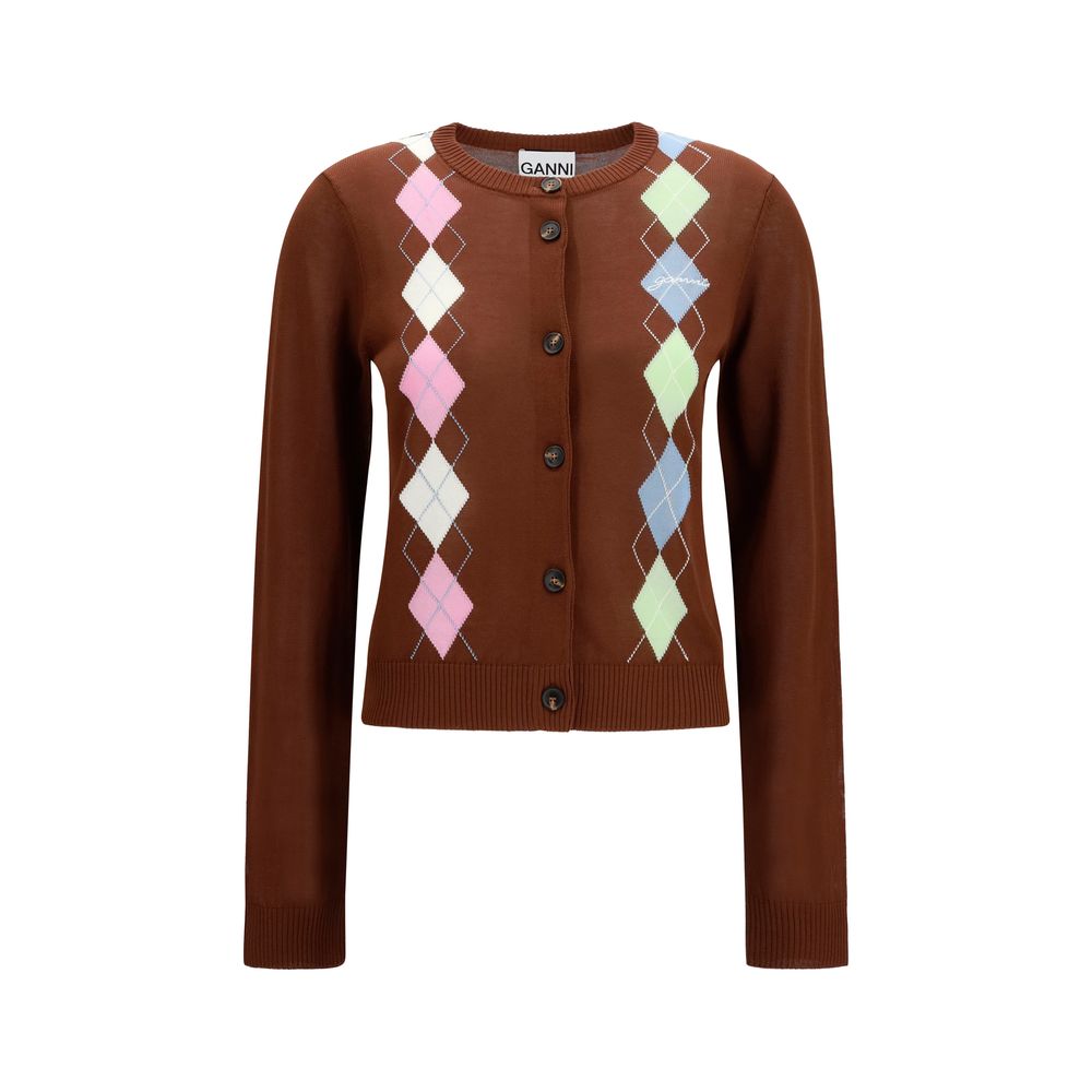 Gilet en coton marron Ganni