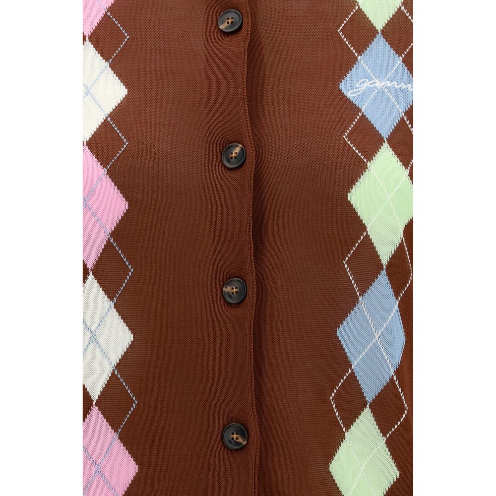 Gilet en coton marron Ganni