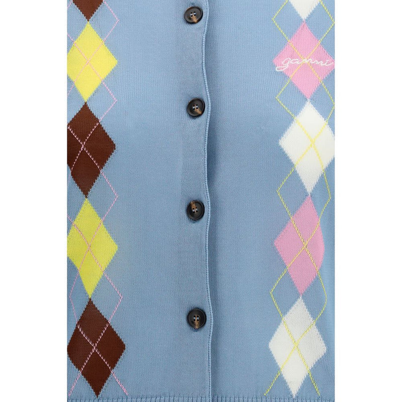 Cardigan en coton bleu Ganni
