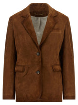 Blouson en cuir d'agneau marron Golden Goose