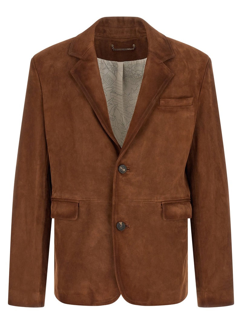 Blouson en cuir d'agneau marron Golden Goose