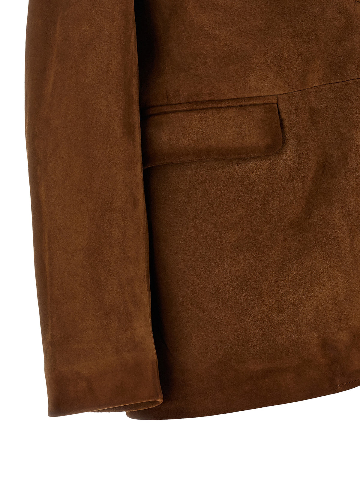 Blouson en cuir d'agneau marron Golden Goose