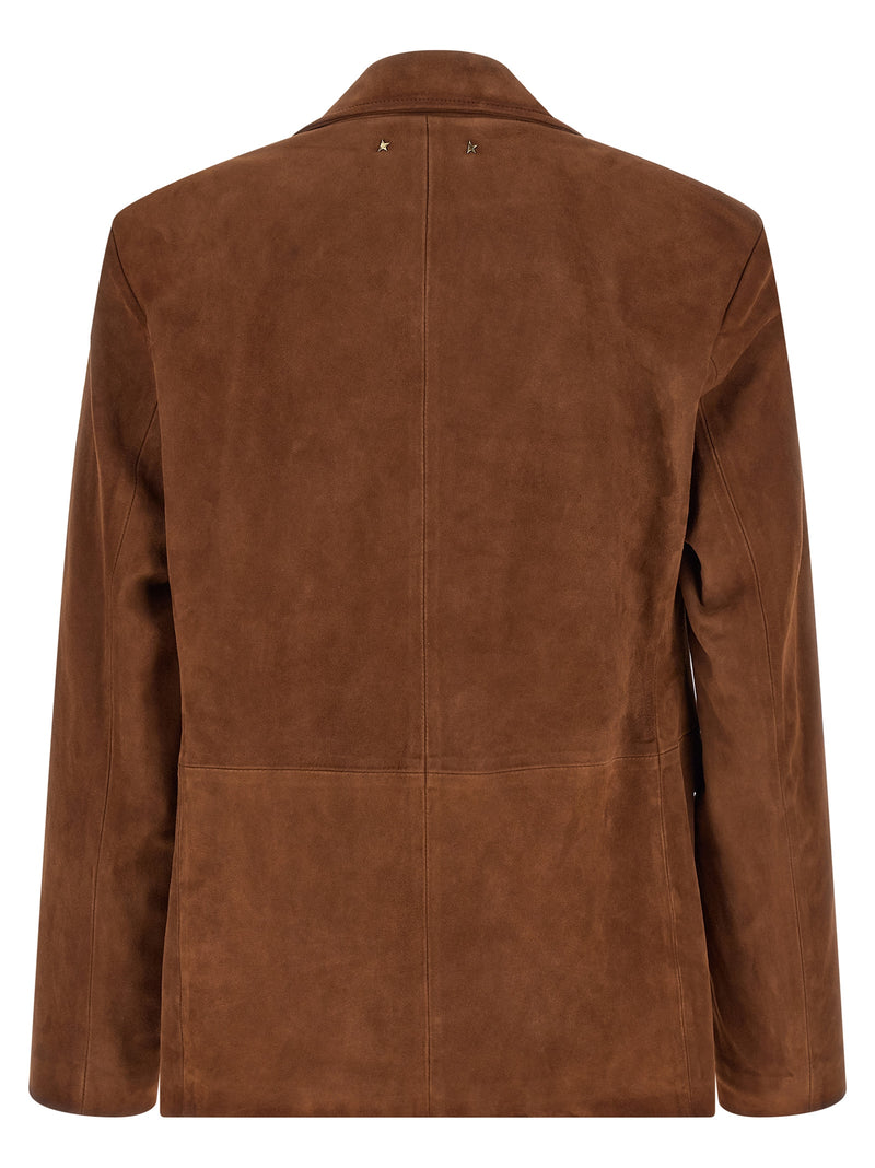 Blouson en cuir d'agneau marron Golden Goose