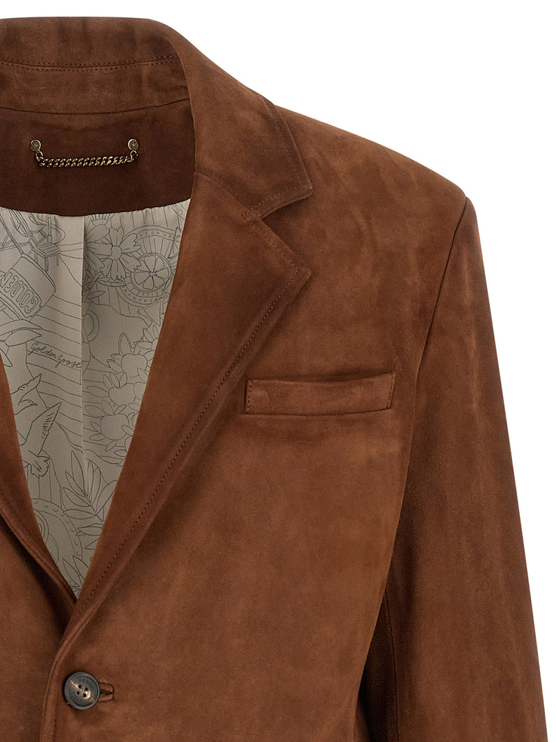 Blouson en cuir d'agneau marron Golden Goose