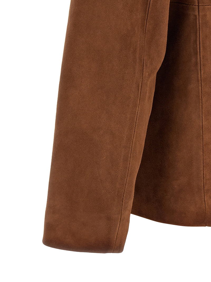 Blouson en cuir d'agneau marron Golden Goose