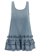 Robe courte Ganni en coton biologique bleu