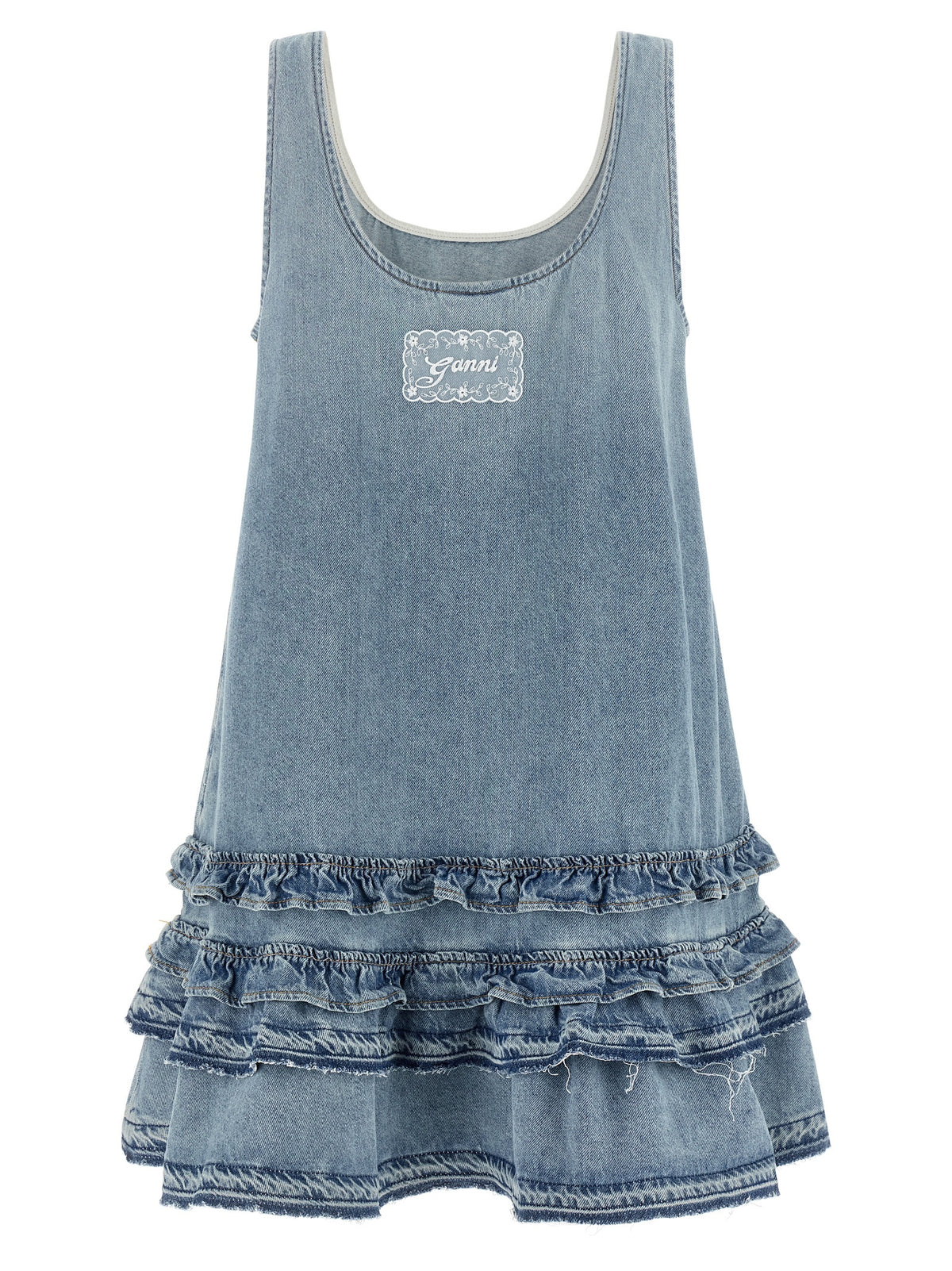 Robe courte Ganni en coton biologique bleu