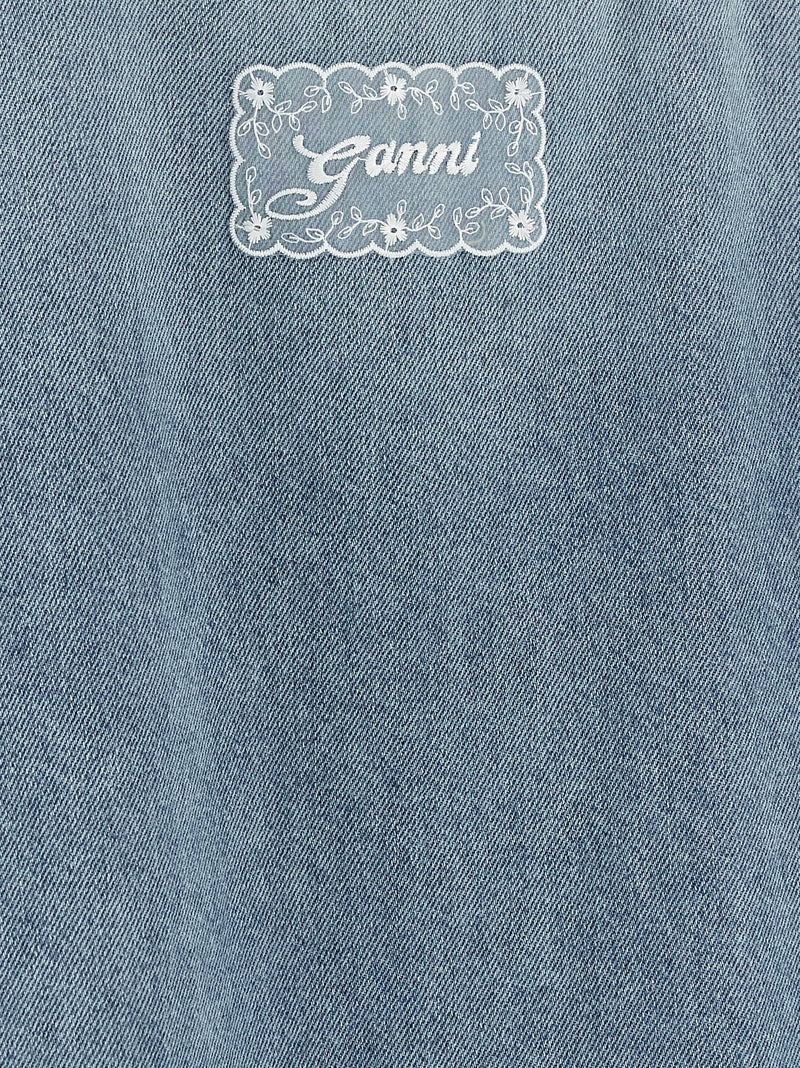 Robe courte Ganni en coton biologique bleu