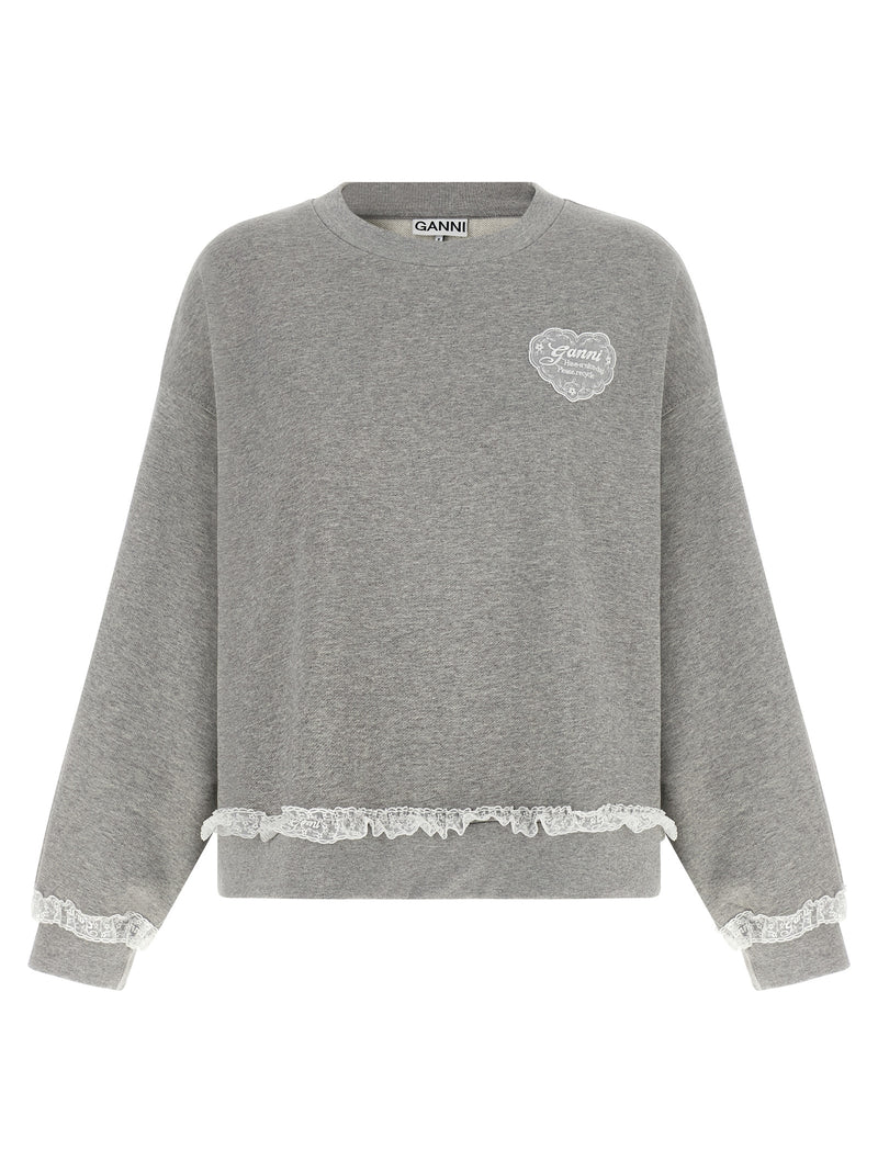 Ganni Gray Organic Cotton ‘Isoli’ Sweatshirt