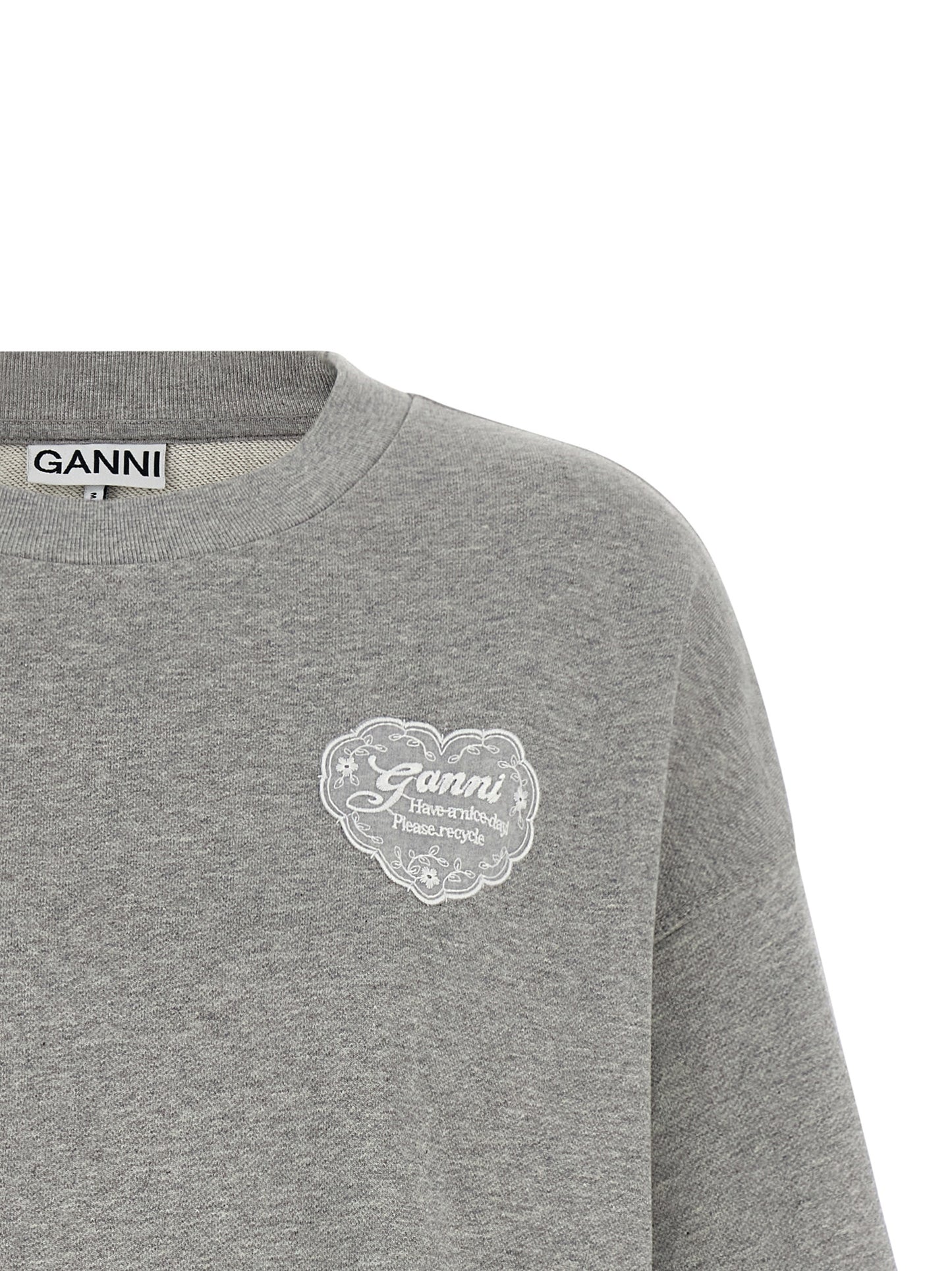 Ganni Gray Organic Cotton Sweatshirt