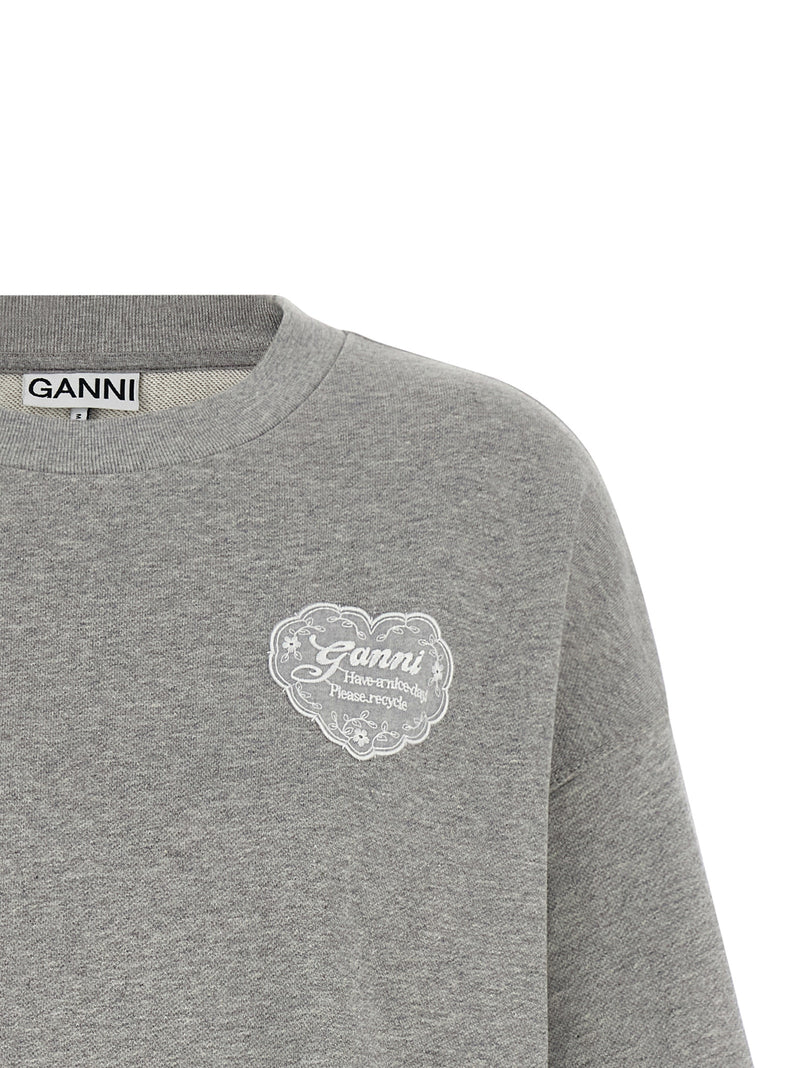 Ganni Gray Organic Cotton ‘Isoli’ Sweatshirt