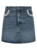 Jupe longue en coton bleu Ganni