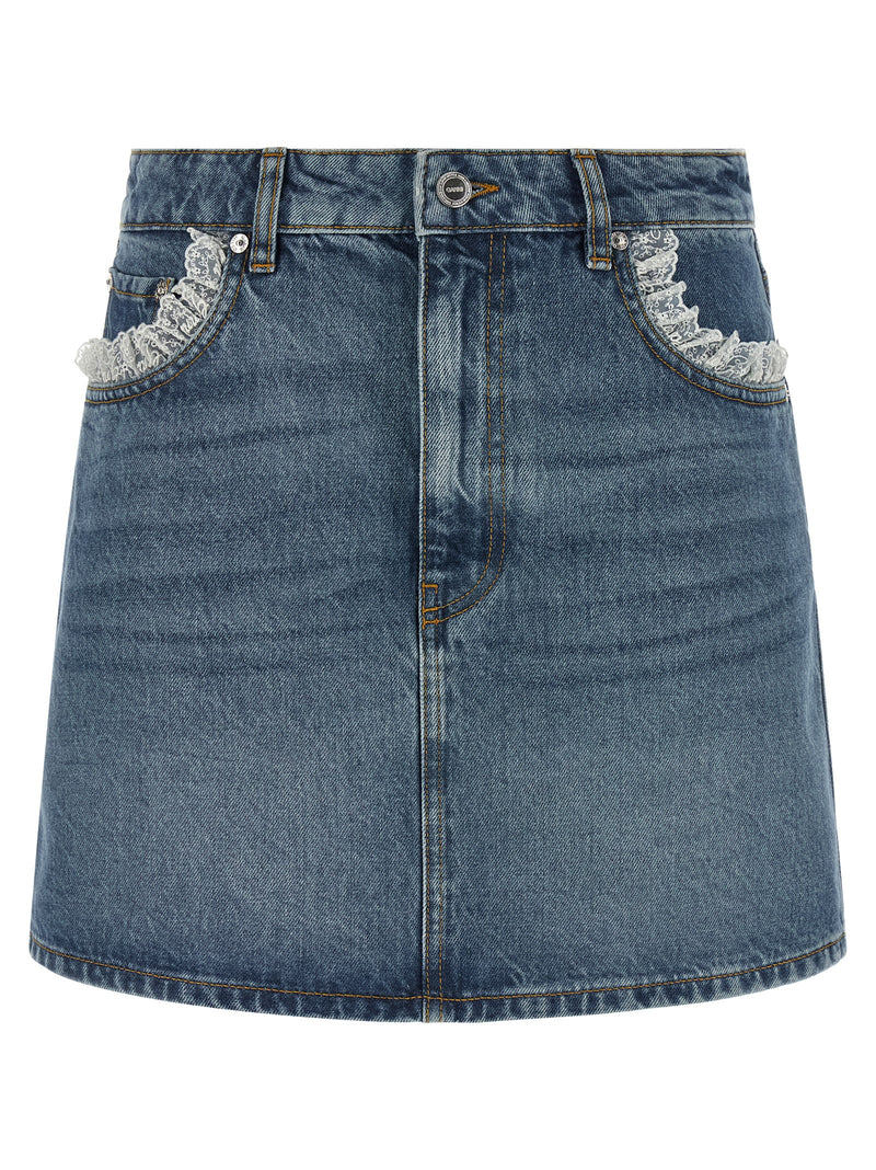 Jupe longue en coton bleu Ganni