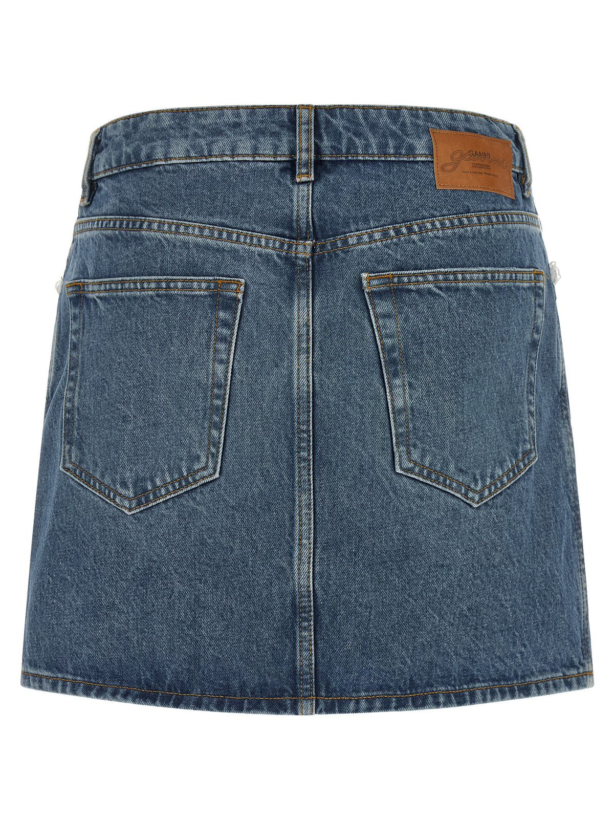 Jupe longue en coton bleu Ganni