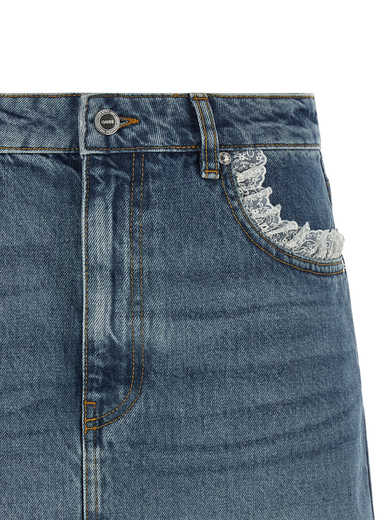 Jupe longue en coton bleu Ganni