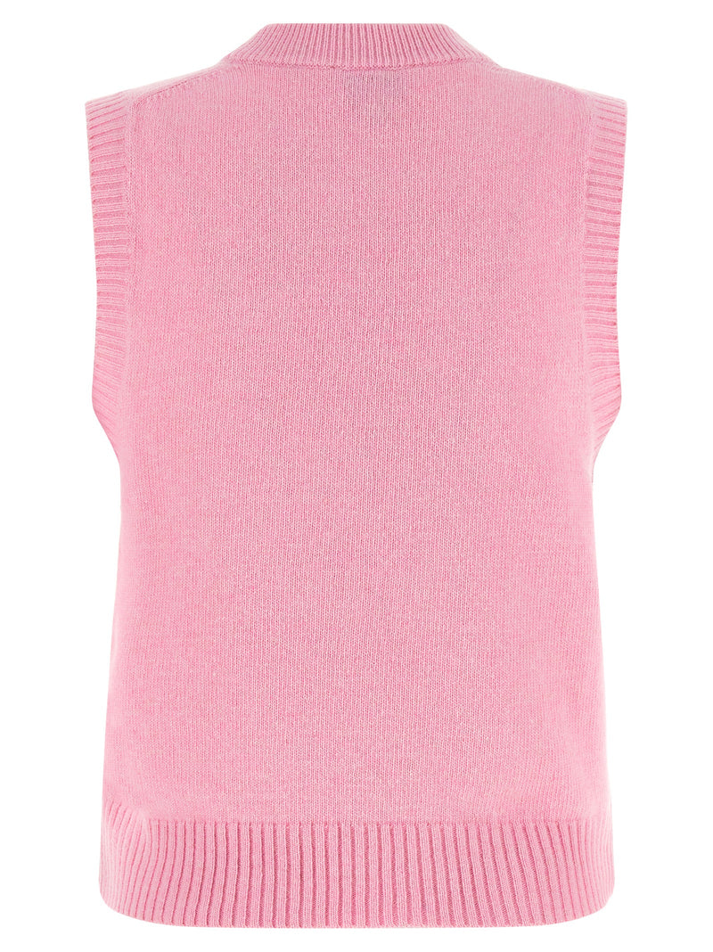 Ganni Multicolor Wool Sleeveless Sweater - Strawberry Vest