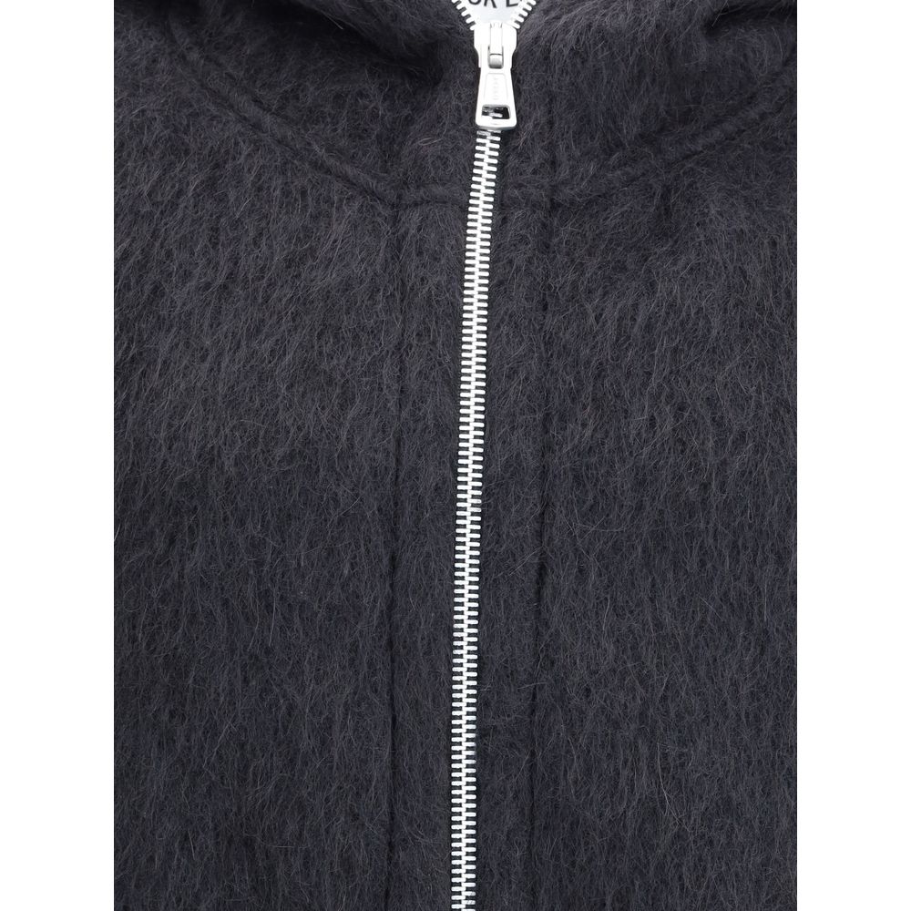 Our Legacy Black Wool Zip Sweatshirt with Furry Effect