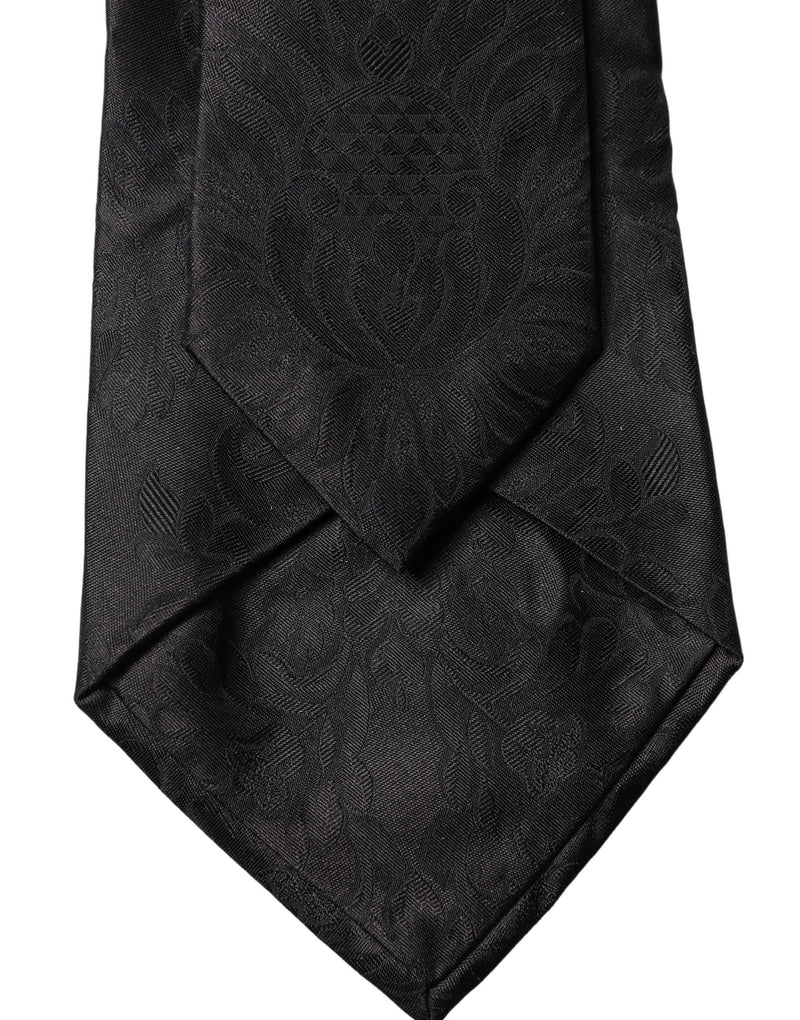 Dolce & Gabbana Black Paisley Woven Silk Adjustable Necktie