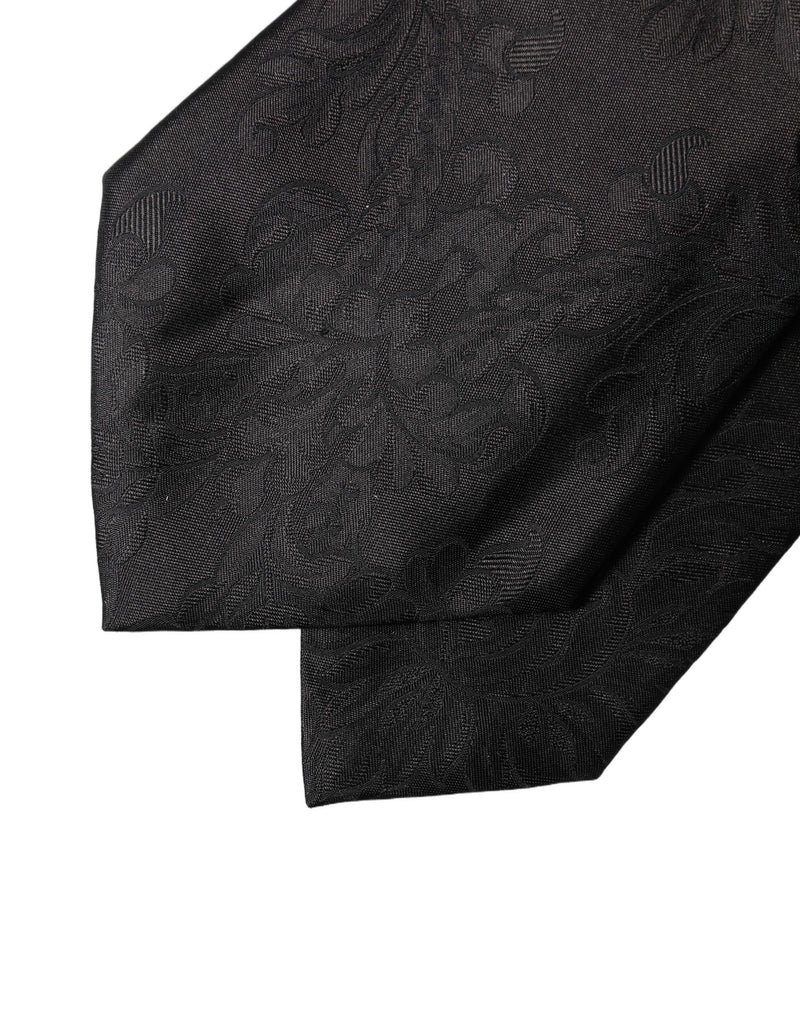 Dolce & Gabbana Black Paisley Woven Silk Adjustable Necktie